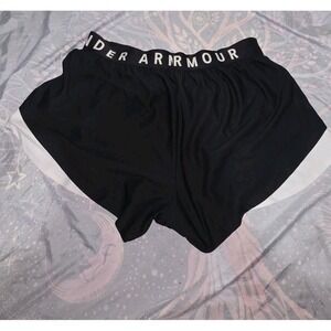 UA UNDER ARMOUR Women's Shorts Plus Size 2xl Black/ White Athletic Workout